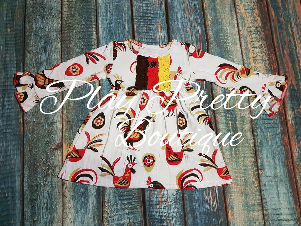 "Autumn Rooster" Ruffled Tunic